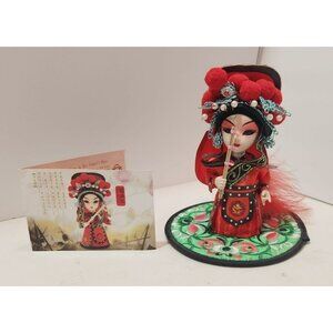 Vtg Tang Wawa Hand Painted Beijing Silk Figure Hua Mulan Doll 6" Tall